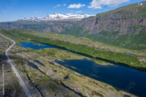 Norwegian Saltfjellet–Svartisen National Park Landscape Aerial View photo