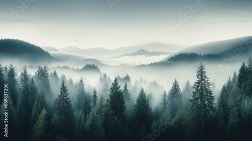 Scenic view of fog over trees in the forest