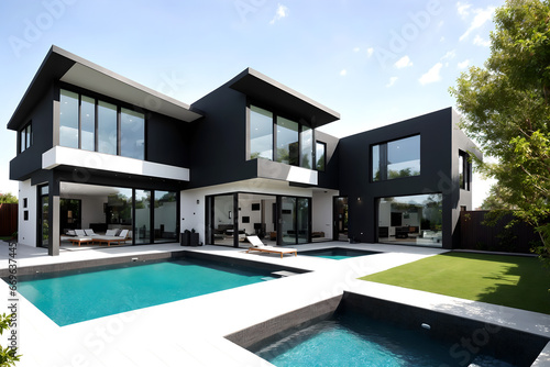 Modern house with pool photo