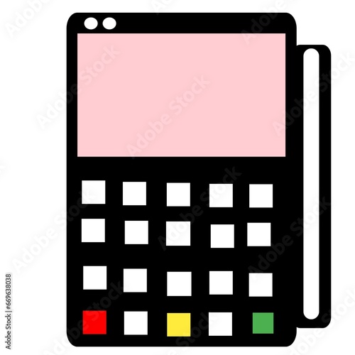 Pos machine or payment machine with white background. 