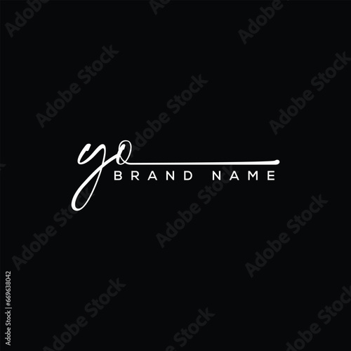 YO letter beauty handwriting vector logo. 