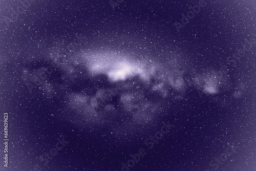 Night starry sky and Milky Way. Monochrome cold blue space background