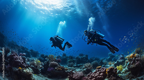 scuba diver and reef