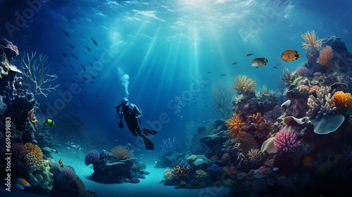 coral reef and diver © damien