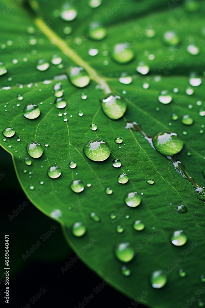 Drops of water on a leaf. dew Generative AI Drops of water on a leaf. dew Generative AI