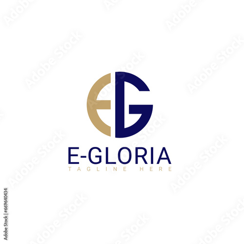 Eg Monogram logo design vector template. Letter eg circle logo design vector