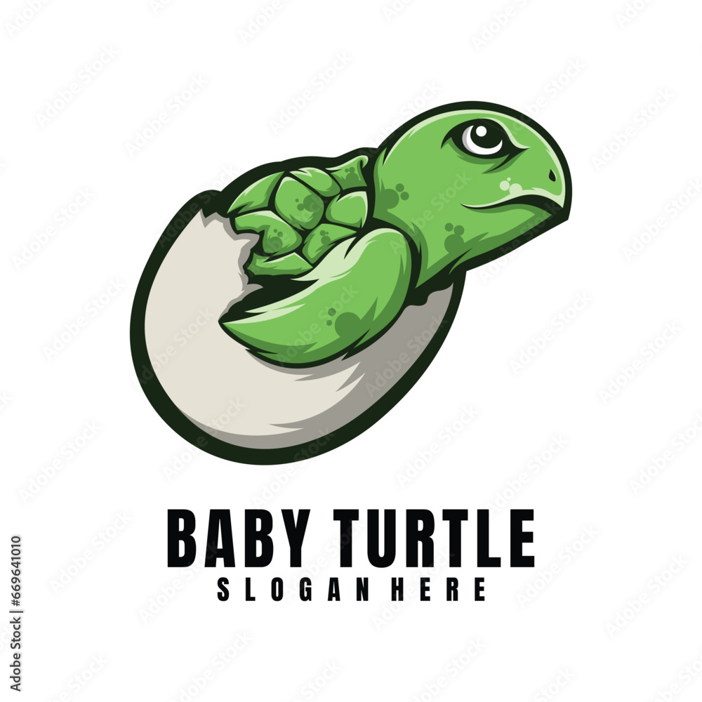 Illustration Baby Turtle Mascot Logo Illustration Baby Turtle Mascot Logo