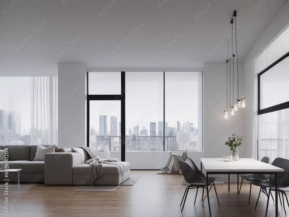 Fototapeta premium Countdown to Luxury: Dive into the Ultimate New Year's Eve Bash in this Industrial-Chic Apartment!