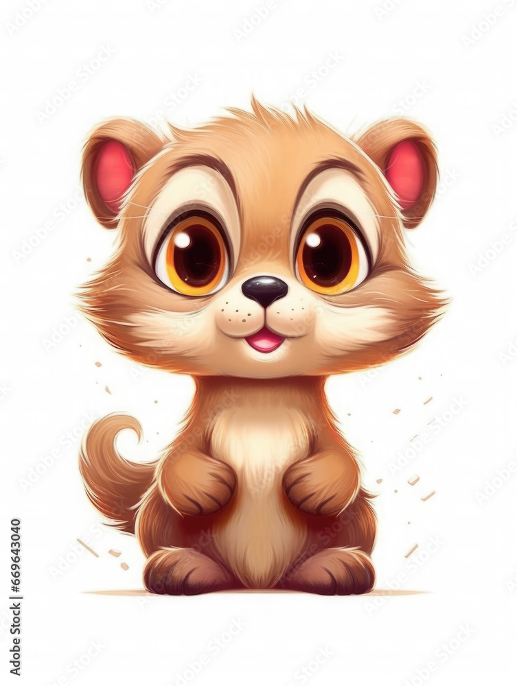 Cute otter illustration isolated on white. Animal cartoon character. Cute otter illustration isolated on white. Animal cartoon character.