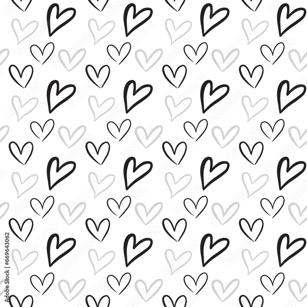 Heart shape vector seamless pattern doodle abstract background illustration Heart shape vector seamless pattern doodle abstract background illustration