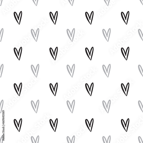 Heart shape vector seamless pattern doodle abstract background illustration