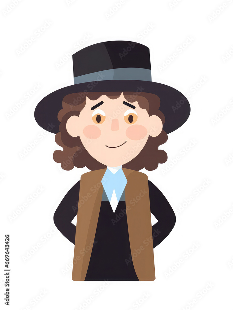 Cartoon illustration of a smiling jewish man wearing traditional attire. Isolated on white background Cartoon illustration of a smiling jewish man wearing traditional attire. Isolated on white background