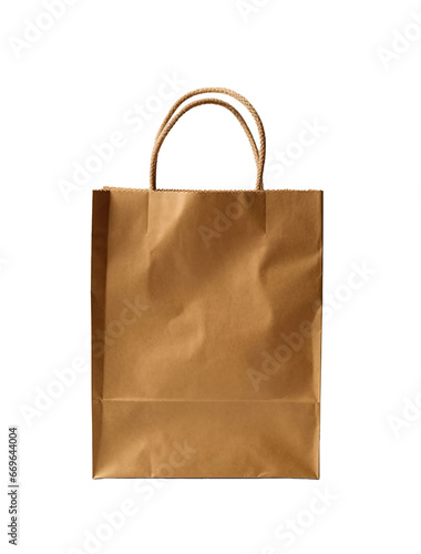 brown paper bag isolated on white or transparent background