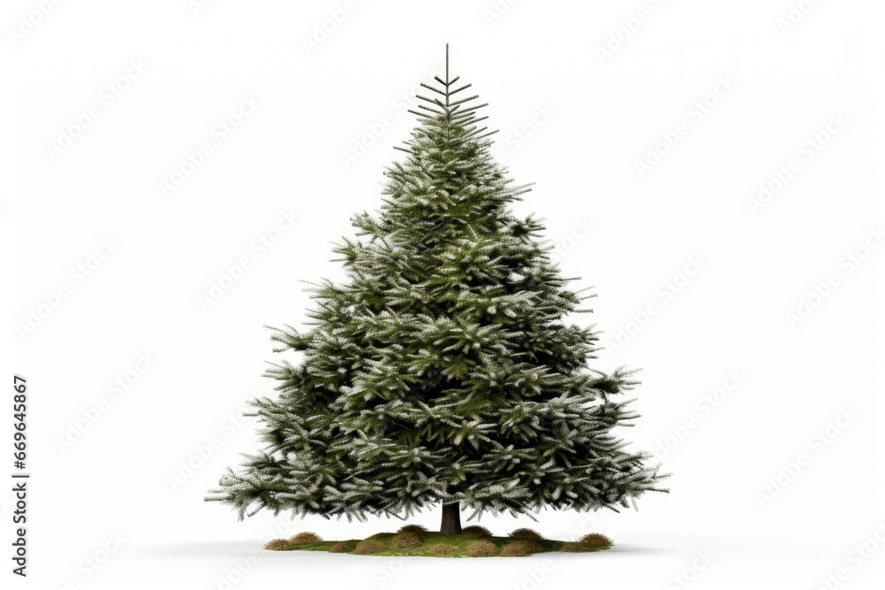Fototapeta premium A Delightful Miniature Christmas Tree Covered in Snow Created With Generative AI Technology