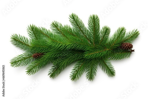 Pine Branch with Festive Pine Cone for Christmas Decor Created With Generative AI Technology