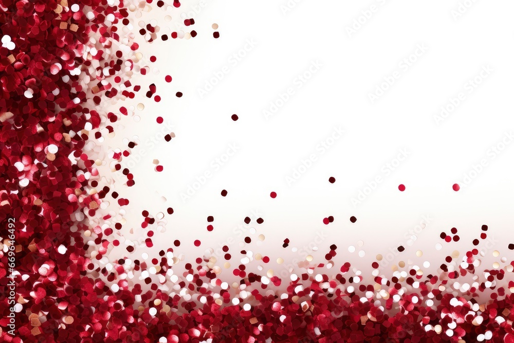 Red and White Confetti Celebration on a Festive White Background Created With Generative AI Technology Red and White Confetti Celebration on a Festive White Background Created With Generative AI Technology
