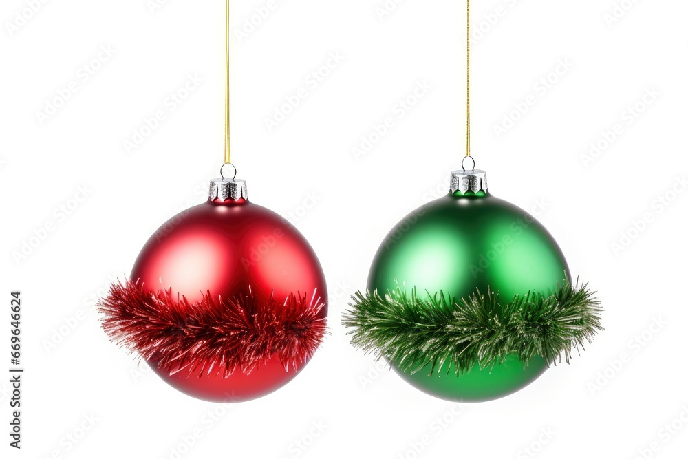 Christmas Ornaments Hanging From String With Festive Holiday Decorations Created With Generative AI Technology