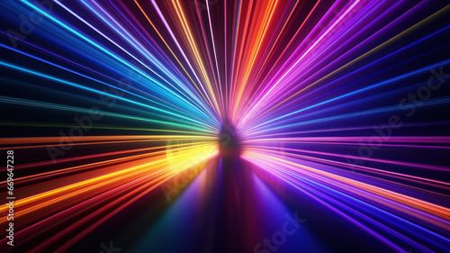 Abstract Infinity Tunnel with Neon Rainbow