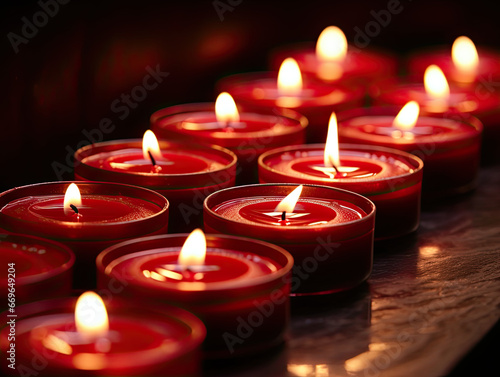 red candles in the dark