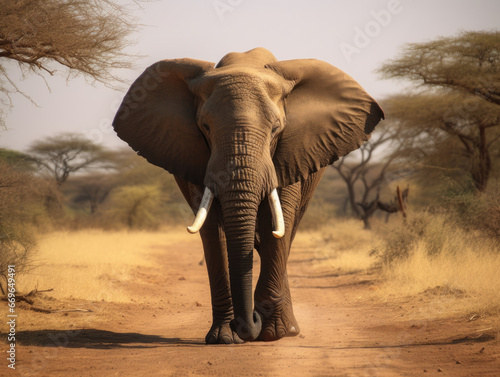 Nature elephant walking on safari