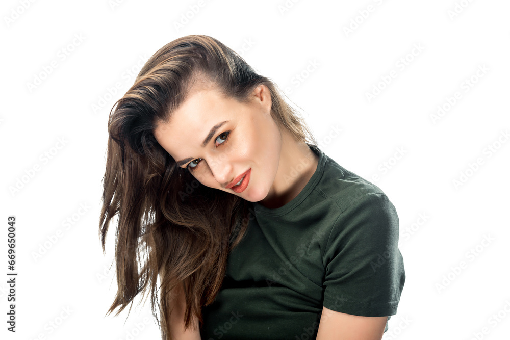 A Stunning Portrait of a Woman with Flowing Locks in a Captivating Pose. A woman with long hair is posing for a picture A Stunning Portrait of a Woman with Flowing Locks in a Captivating Pose. A woman with long hair is posing for a picture