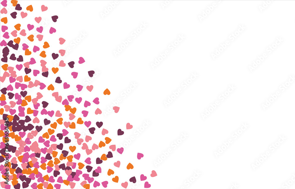 Bright hearts confetti corner frame on white background. Valentine's Day. Banner template. Space for text. illustration. Bright hearts confetti corner frame on white background. Valentine's Day. Banner template. Space for text. illustration.