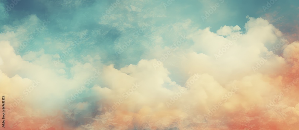 Old paper background with vintage clouds and copyspace featuring a retro sky pattern