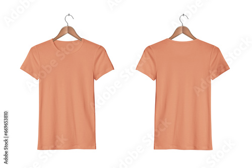 Women's Casual Slim Fit Short Sleeve Sunset Tight T-Shirts on a Classic Wooden Hanger photo