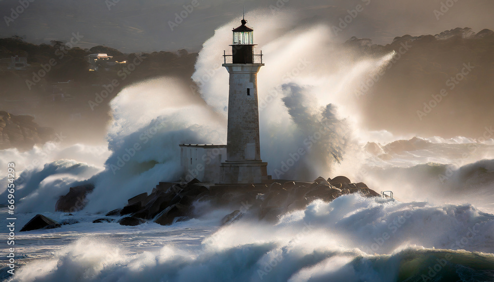 beacon amidst chaos lighthouse enduring the fury of crashing waves