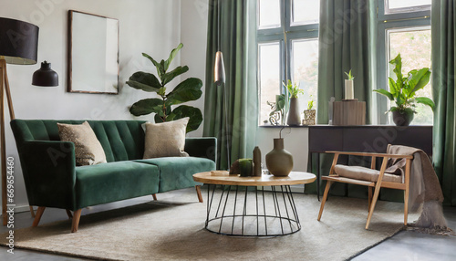 living room with dark green furniture © Emanuel