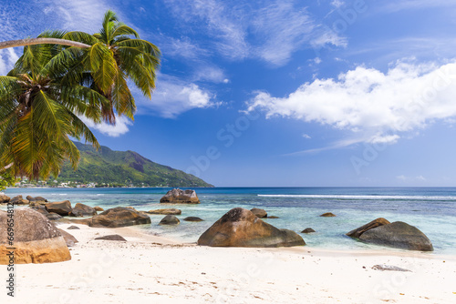 Beau Vallon Beach landscape on a sunny summer day, Seychelles