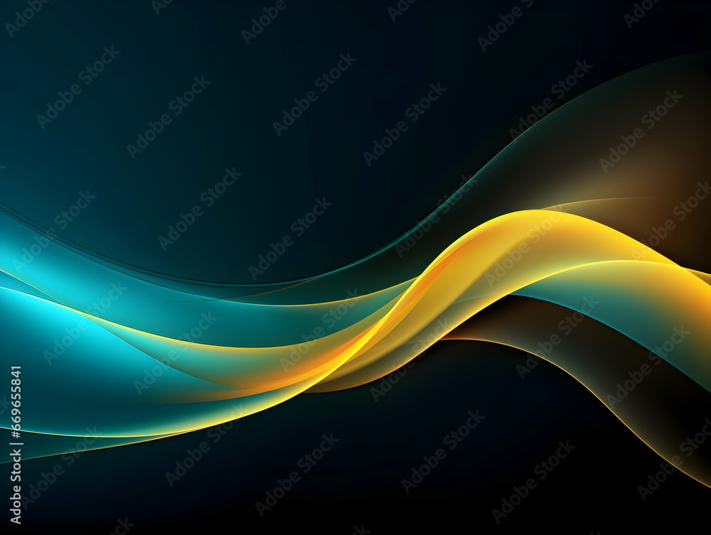 Naklejka premium Dark abstract curve and wavy background with gradient and color, Glowing waves in a dark background, Curvy wallpaper design