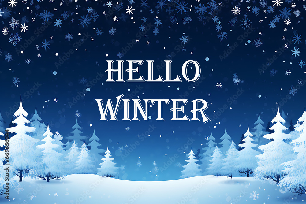 Night winter snow landscape background with pine trees Night winter snow landscape background with pine trees