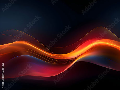 Dark abstract curve and wavy background with gradient and color, Glowing waves in a dark background, Curvy wallpaper design