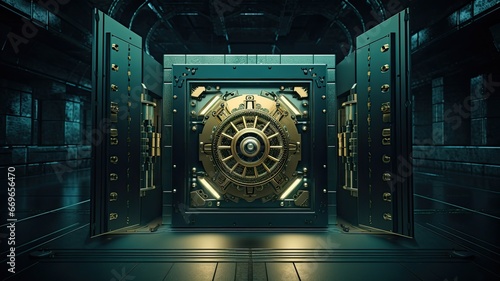 A locked vault opening to reveal unencrypted data, symbolizing the access granted through decryption photo