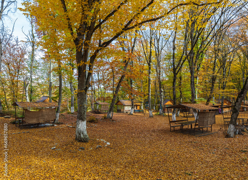 Tea gazebos in the autumn f...