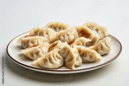 Asian cuisine, dumplings on a plate, light background