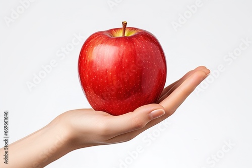 red apple in female hand