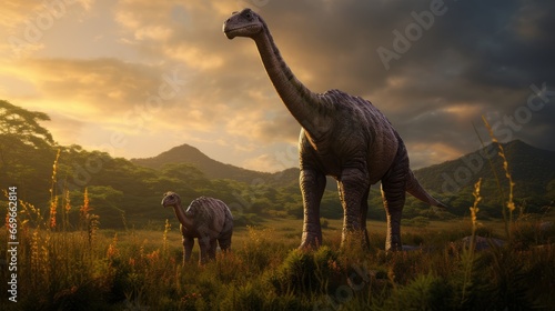 Brachiosaurus with baby