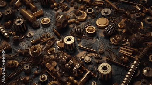 Retro background with brass gears and cods