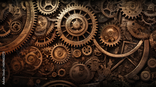 Retro background with brass gears. Steampunk background.