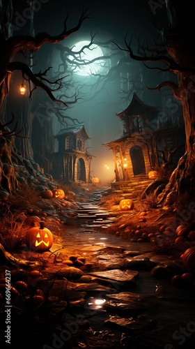 A spooky and atmospheric Halloween Illustration