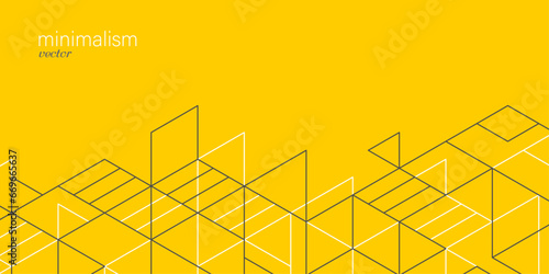 Background from cubes and lines. Linear geometric drawing. Abstraction, Vector illustration.