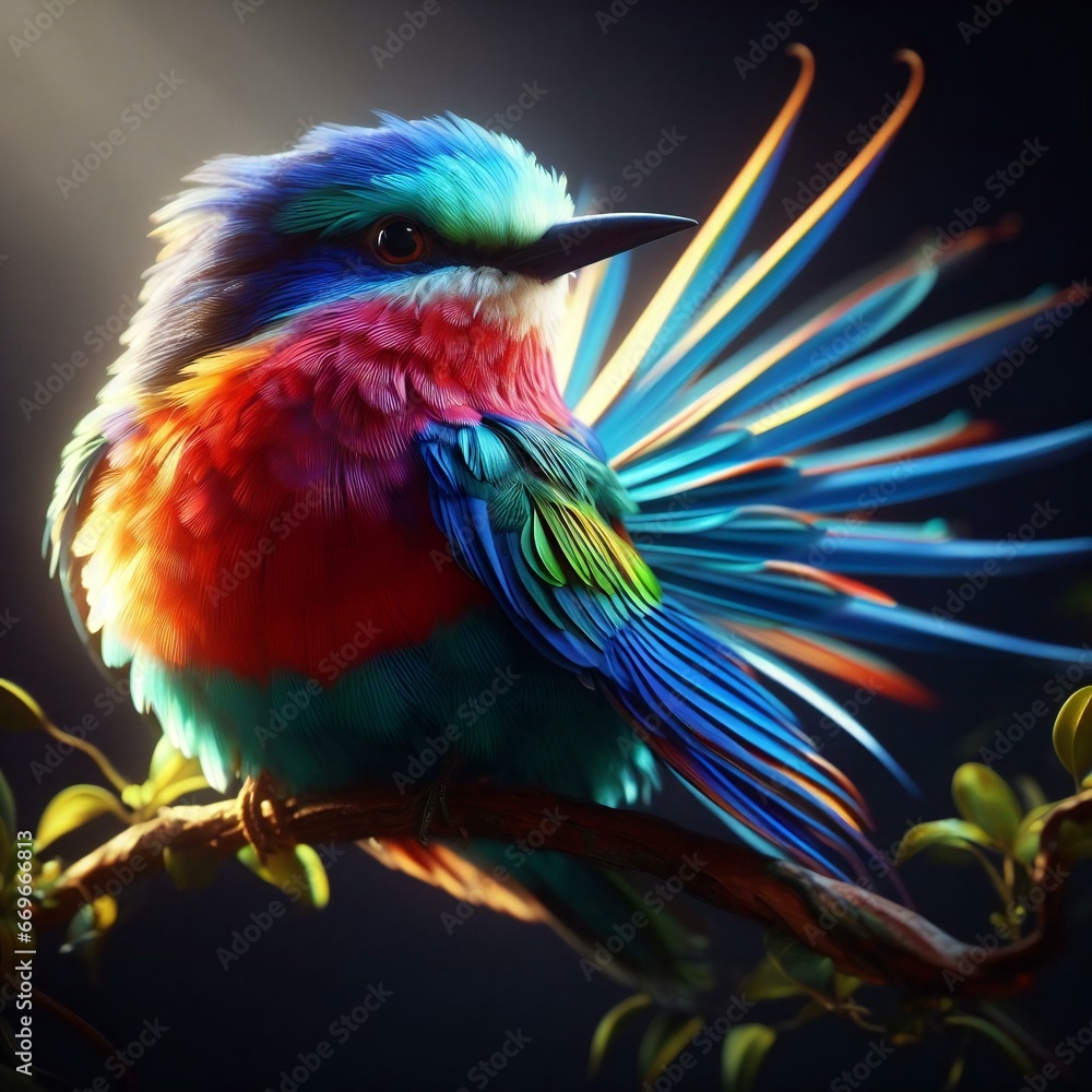 Fototapeta premium Generative AI Colorful Bird