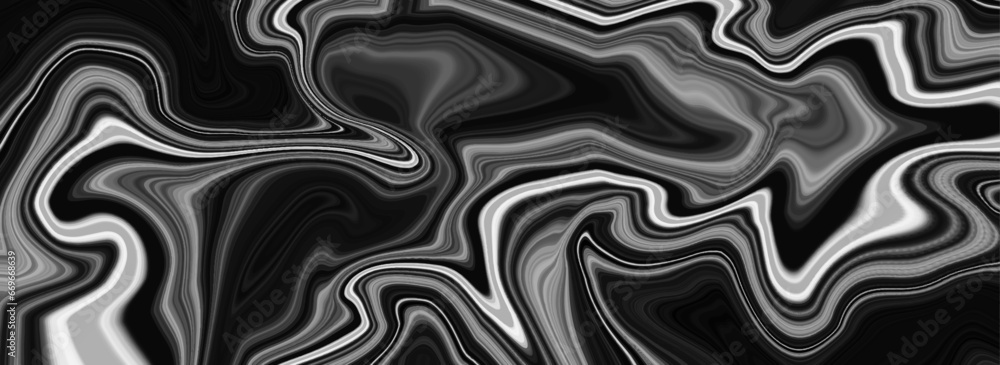 Acrylic pour black and gray gradient color liquid marble abstract surfaces design. Creative swirled or curve of oil paint for marble texture abstract vector design.