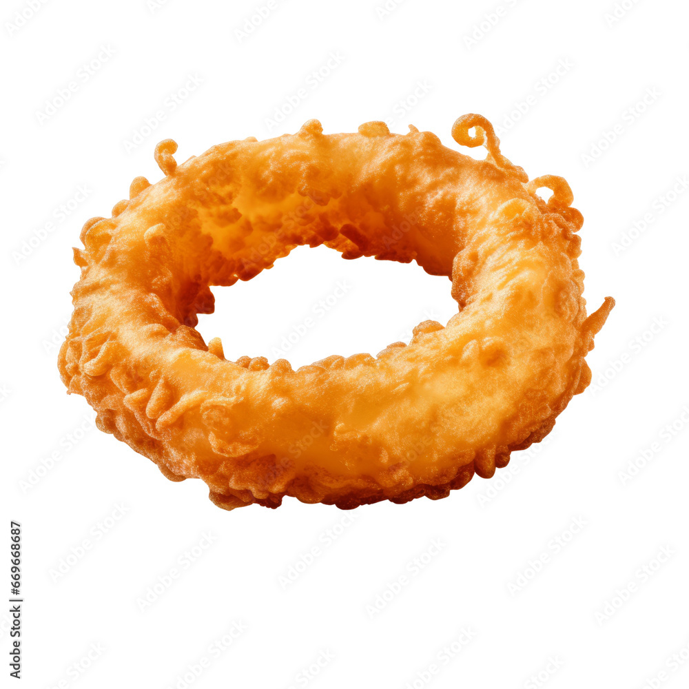 Fried Onion Ring Isolated on Transparent Background - Crispy and Delicious Snack Fried Onion Ring Isolated on Transparent Background - Crispy and Delicious Snack
