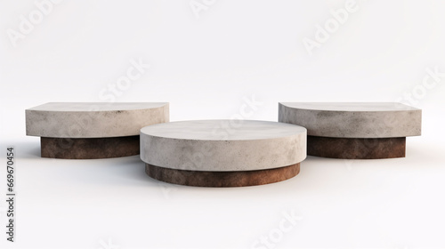 Decorative concrete platforms isolated against a white backdrop.