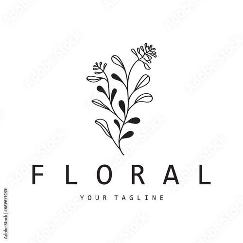 Elegant floral and leaf frame. Delicate botanical vector illustration for labels, spas, corporate identity, and wedding invitations