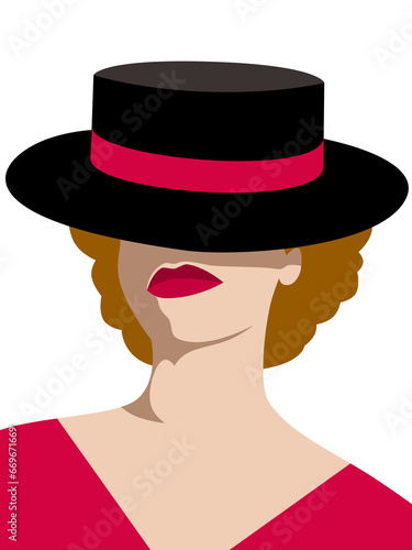 Blonde woman in black hat