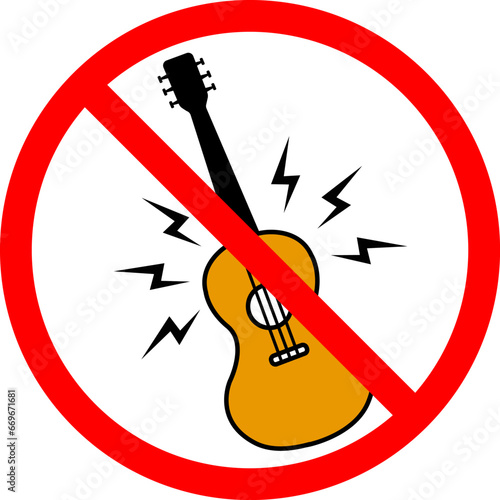 vector illustration of ban guitar on transparent background